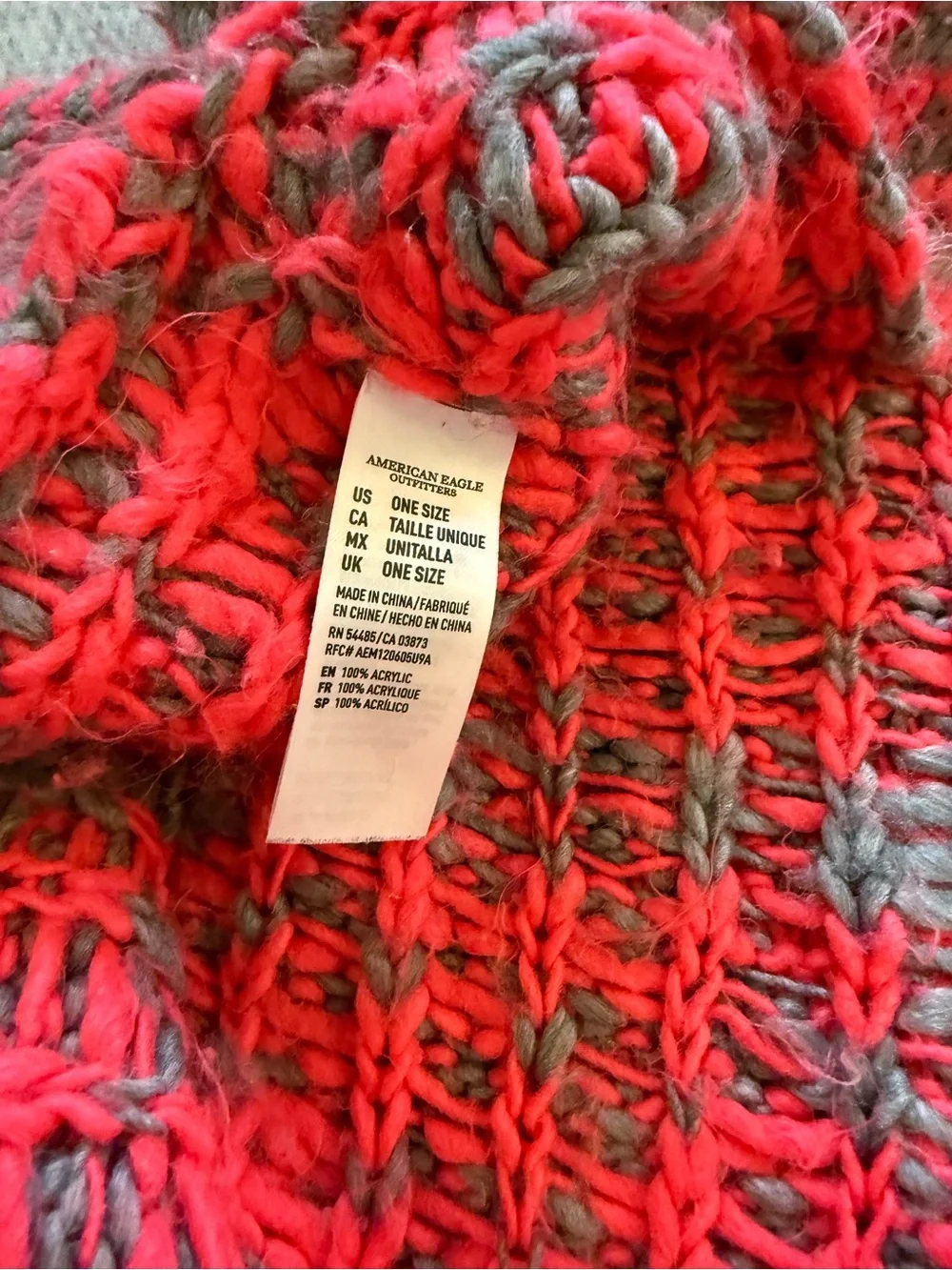 American Eagle Cozy Gray and Pink Knit Infinity Scarf